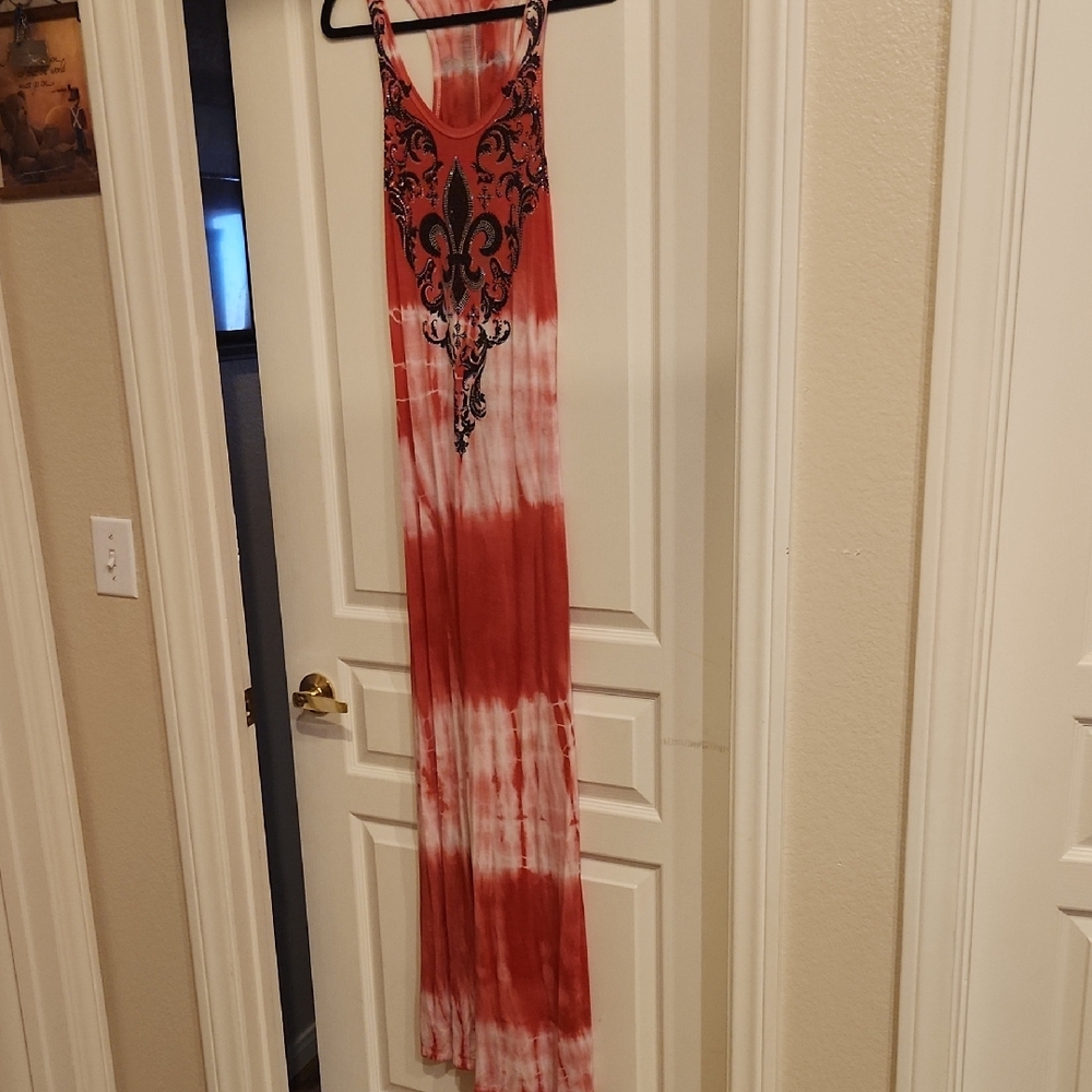 Red and White Maxi Dress